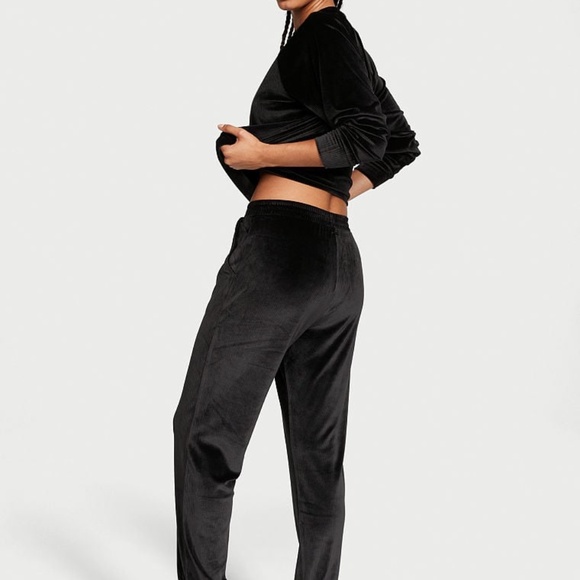 VICTORIAS SECRET WOMENS VELOUR DIAMENTE FULL ZIP TRACK JACKET SZ L  BLACK - Picture 5 of 8